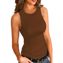 New Solid Color Printed Round Neck Vest For Women - MultyPros