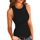 New Solid Color Printed Round Neck Vest For Women - MultyPros