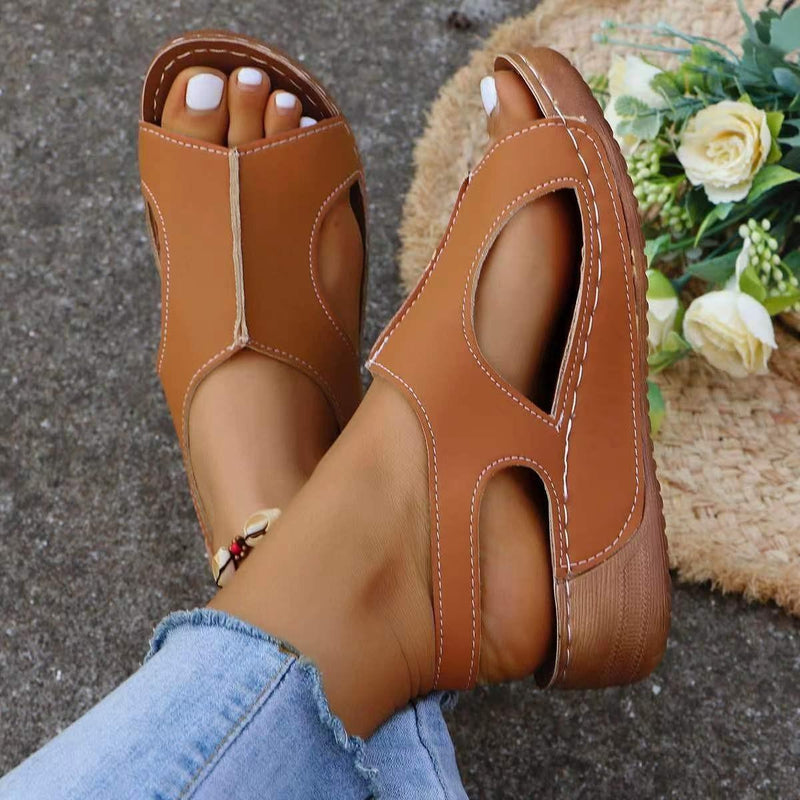 New Summer Wedges Sandals With Elastic Band Design Casual Fish Mouth Shoes For Women - MultyPros