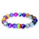 Rainbow Bead Bracelet Pride Natural Stone Strand Couple Bracelets - MultyPros