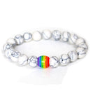 Rainbow Bead Bracelet Pride Natural Stone Strand Couple Bracelets - MultyPros