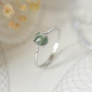 S925 Silver Green Moss Ring Water Plants Agate Female Finger Ring - MultyPros