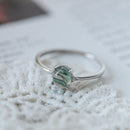 S925 Silver Green Moss Ring Water Plants Agate Female Finger Ring - MultyPros