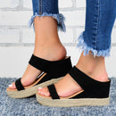 Wedge Heel Slippers Casual Sandals Hemp High Wedge Heel Shoes - MultyPros