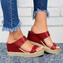 Wedge Heel Slippers Casual Sandals Hemp High Wedge Heel Shoes - MultyPros