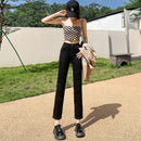 White Jeans Korean Style High Waist Stretch Cigarette Pants Small Cropped Straight Pants - MultyPros