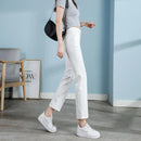 White Jeans Korean Style High Waist Stretch Cigarette Pants Small Cropped Straight Pants - MultyPros