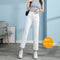 White Jeans Korean Style High Waist Stretch Cigarette Pants Small Cropped Straight Pants - MultyPros