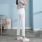 White Jeans Korean Style High Waist Stretch Cigarette Pants Small Cropped Straight Pants - MultyPros