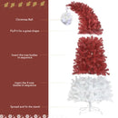 6FT Bent Top Christmas Tree - 1250 Tips, 300 LED Lights, Santa Hat Style