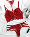 Women's Simple Printed Red Lace 2 Piece Set MultyPros