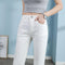 White Jeans Korean Style High Waist Stretch Cigarette Pants Small Cropped Straight Pants MultyPros