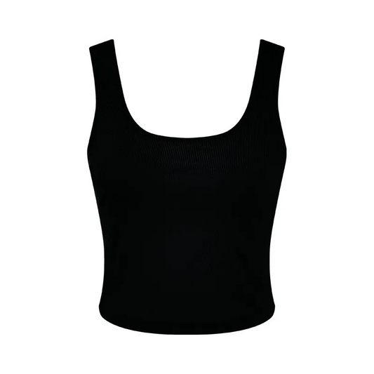 Wholesale Sports Slim-Fit Solid Color Rib-Knit Women Solid Crop Tank Top