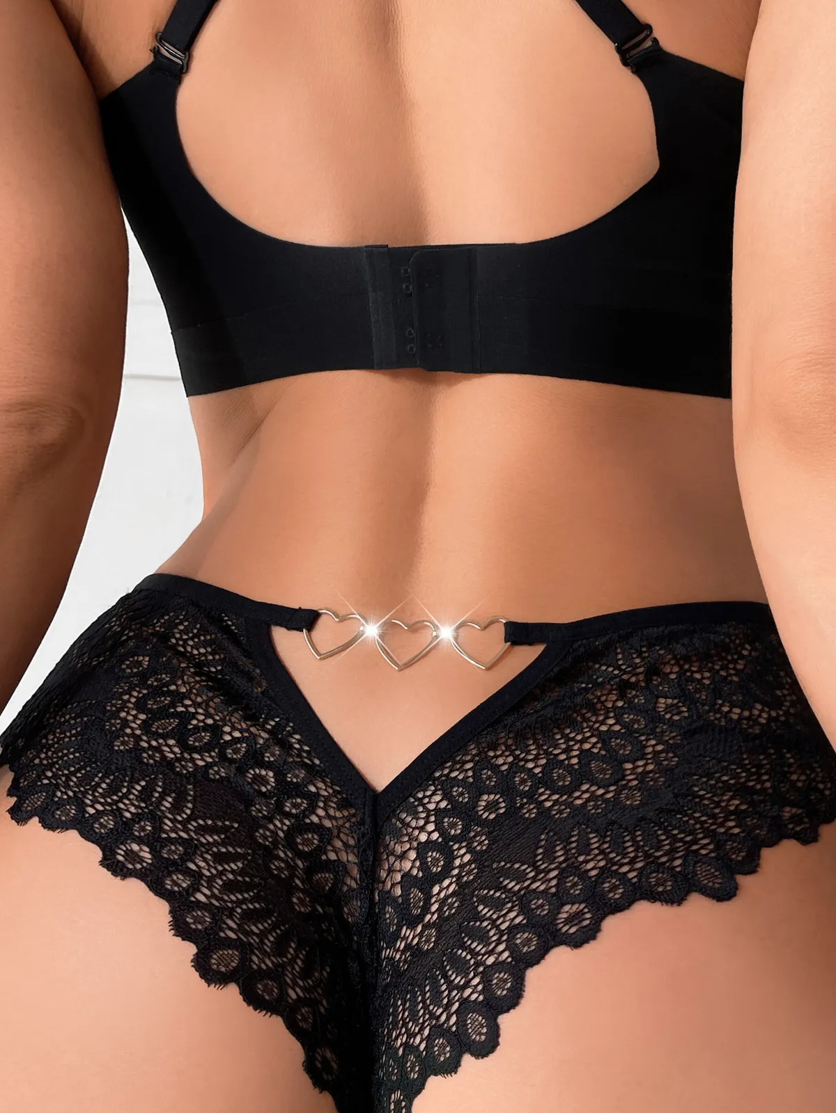 Sexy Lace Love Buckle Underpants Women