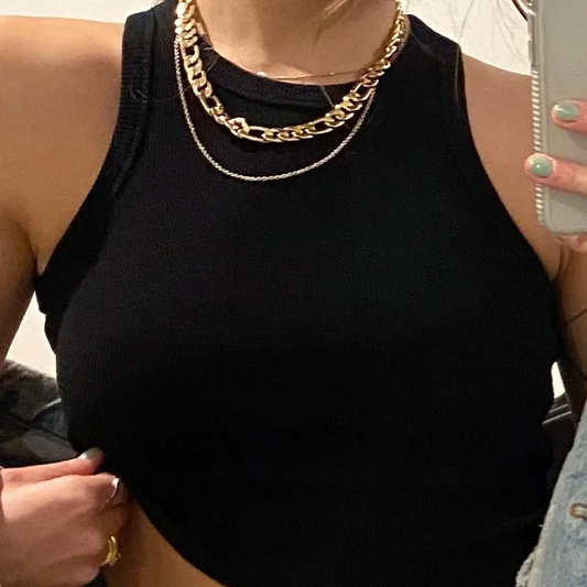Solid Stripe Tank Crop Top Women