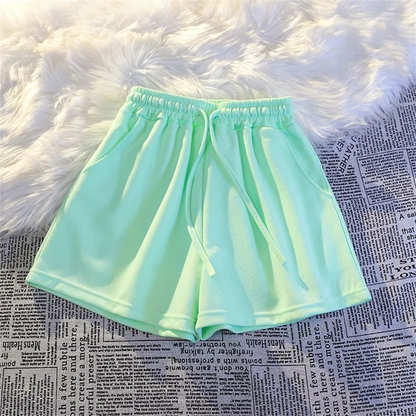 Wholesale Summer Women Casual Solid Color Drawstring Shorts