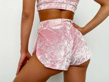 Wholesale Women’s Sexy Velvet Slim-Fit Elastic Shorts – Solid Color Fashion