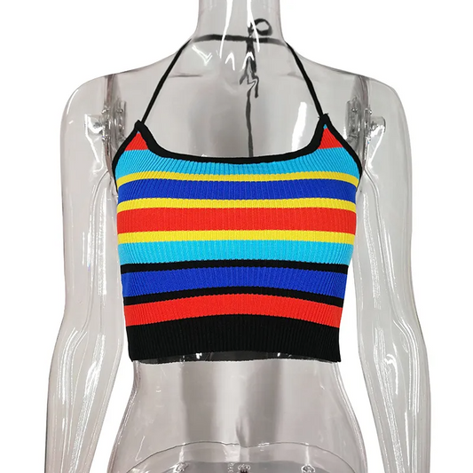 Women’s Sexy Stripe Slim Fit Crop Top