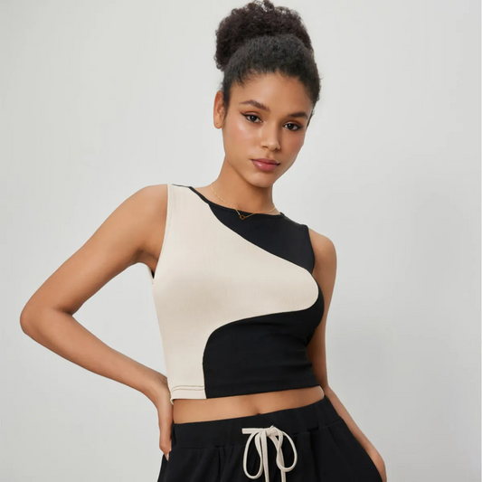 Color Block Slim Crop Top Women