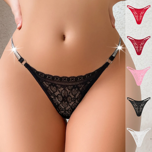 Sexy Lace Stitching Low Waist Thong Women
