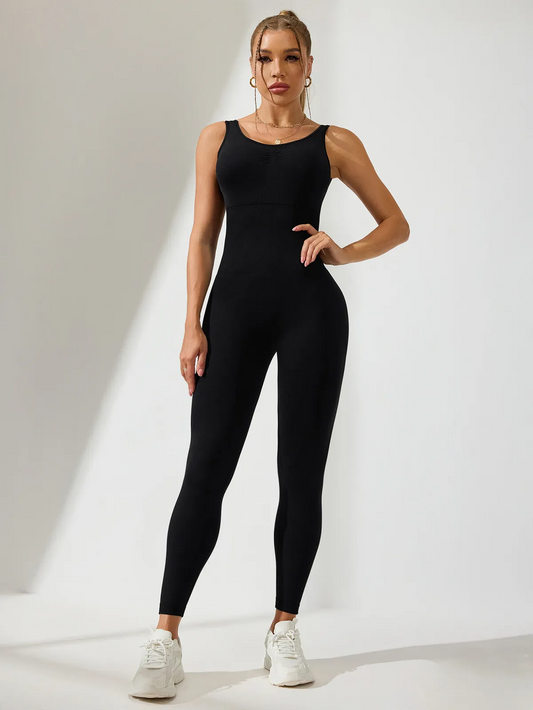 Wholesale Women Fashion Sexy Solid Color Seamless U-Shaped Backless Sports Yoga Jumpsuits