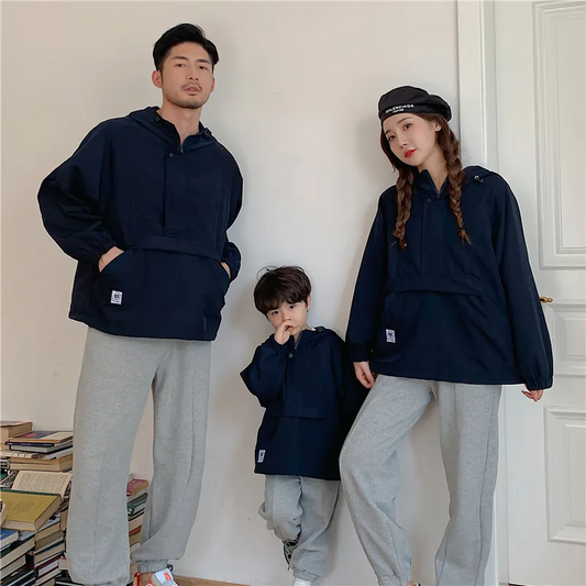 Wholesale Kids Zipper Hoodie Matching Sets - Parent-Child Solid Color Hoodie