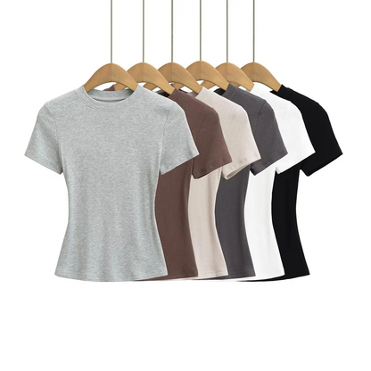 Wholesale Women Short Sleeve T-Shirt – Casual Fit Solid Color