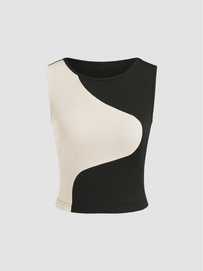 Color Block Slim Crop Top Women