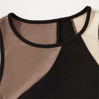 Color Block Sleeveless Crop Top