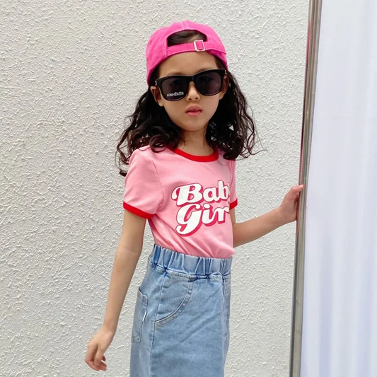 Wholesale Girls T-Shirt – Casual Round Neck Letter Print Tee