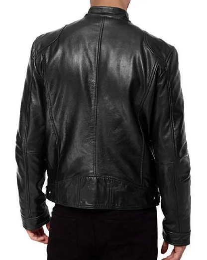 Wholesale Men PU Leather Biker Jacket Slim Fit Zipper Cardigan