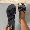 Women's Fashion Flat Thin Cross Straps Beach Slippers MultyPros