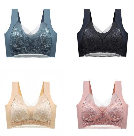 Lace Vest, Seamless Ice Silk Push-up, Breathable, Thin Bra, Beautiful Back, Big Breasts, Small Fixed Underwear MultyPros