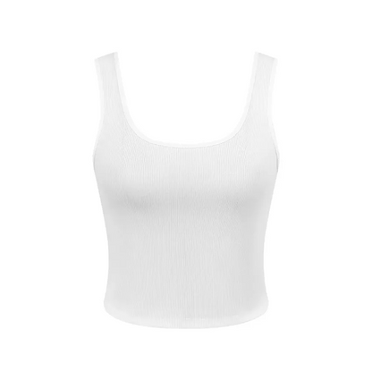 White ribbed sleeveless tank top for women wholesale women's crop tank tops by Multypros