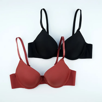 Multypros women's push-up bra wholesale set in black and rust red with adjustable straps