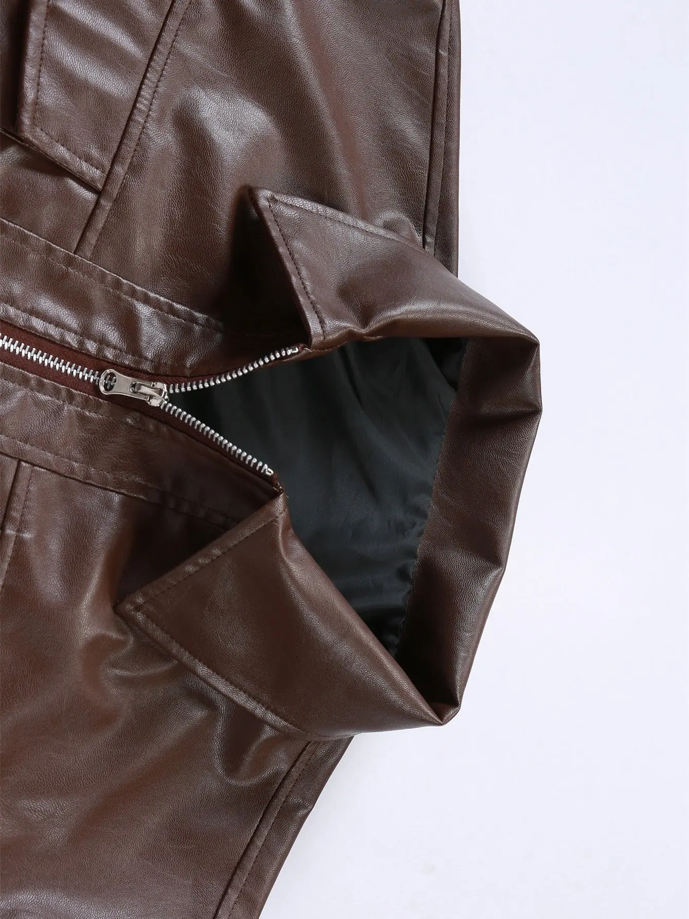 Men’s PU Leather Varsity Biker Jacket Coat - Image 5
