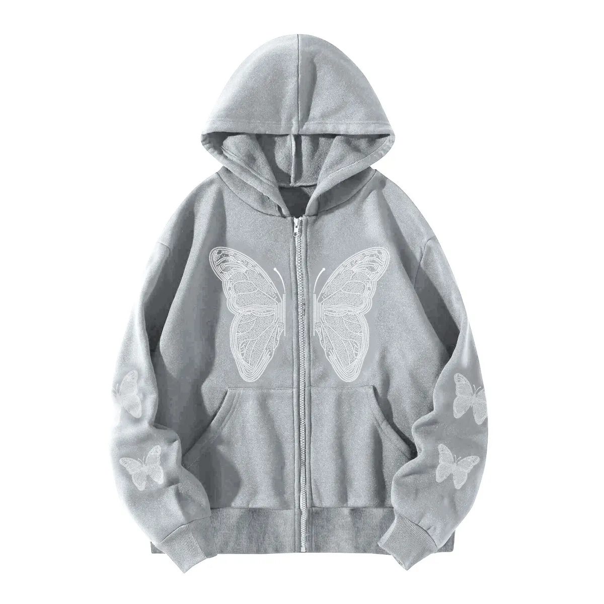Black Butterfly Graphic Zip-Up Hoodie – Premium Cotton Streetwear Jacket for Men & Women - Image 7