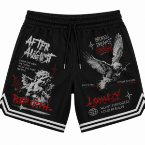 Men's Graphic Streetwear Shorts "After August" Black | Multypros