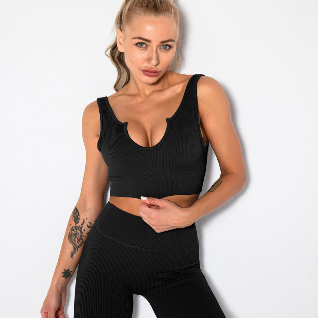 Seamless Sports Bra for Women | Ribbed Workout Crop Top