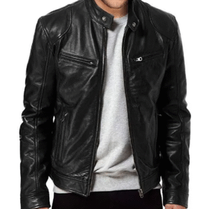 Wholesale Men PU Leather Biker Jacket Slim Fit Zipper Cardigan