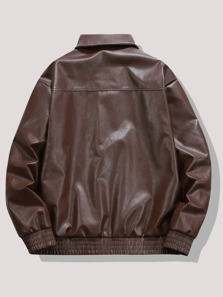 Men’s PU Leather Varsity Biker Jacket Coat