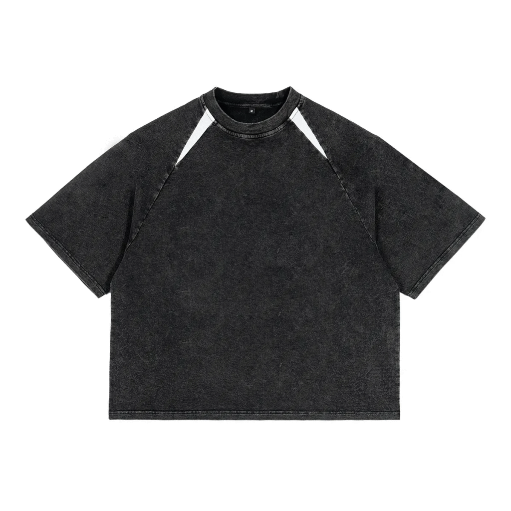 Men's Oversized Washed Black Raglan T-Shirt | Custom Manufacturing