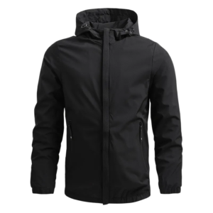 Men's Black Hooded Windbreaker Jacket | Custom Apparel Manufacturing