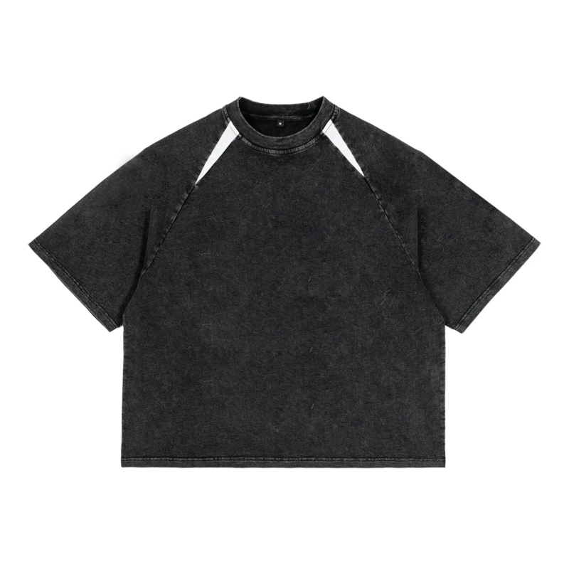 Men's Oversized Washed Black Raglan T-Shirt | Custom Manufacturing