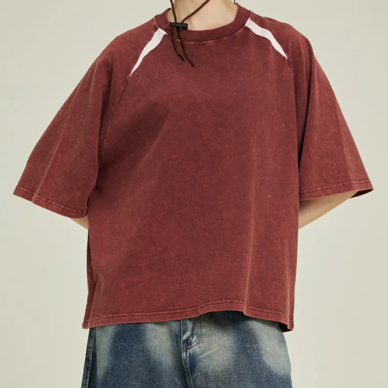 Men's Oversized Washed Black Raglan T-Shirt | Custom Manufacturing