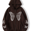color_Coffee-2.png Black Butterfly Graphic Zip-Up Hoodie – Premium Cotton Streetwear Jacket for Men & Women