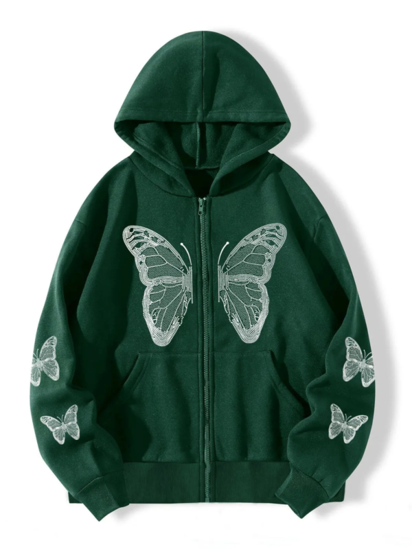 color_Dark-Green-1.png Black Butterfly Graphic Zip-Up Hoodie – Premium Cotton Streetwear Jacket for Men & Women