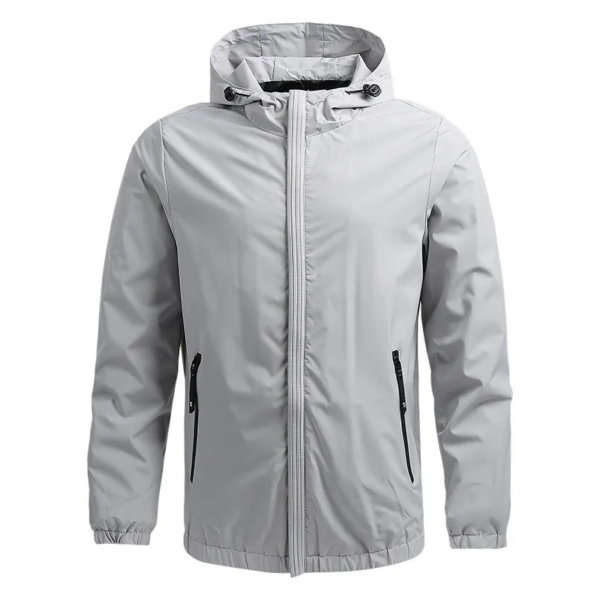 color_Light-Gray-1.png Men's Black Hooded Windbreaker Jacket | Custom Apparel Manufacturing
