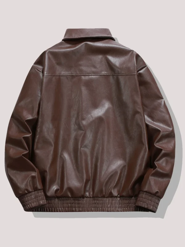 Men’s PU Leather Varsity Biker Jacket Coat