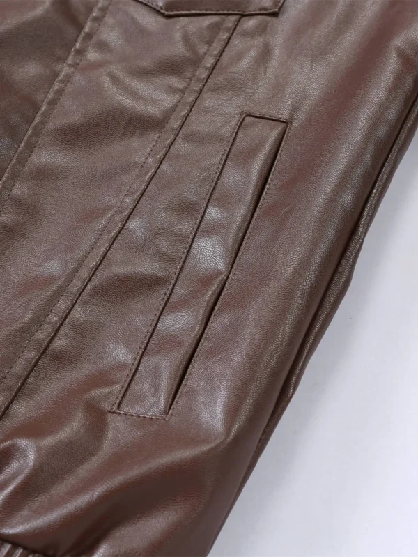 Men’s PU Leather Varsity Biker Jacket Coat
